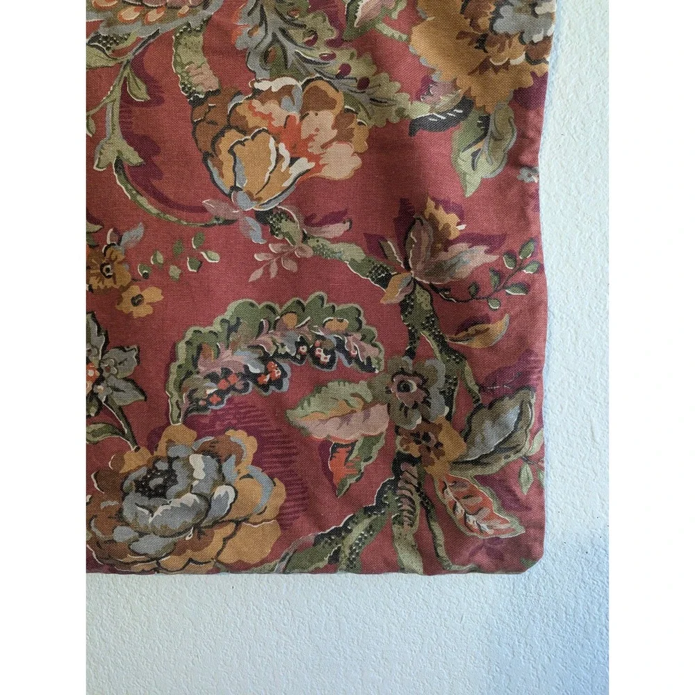 Pottery Barn Vanessa Floral Pillow Cover Red Sage Green 24x24 Square Euro Sham